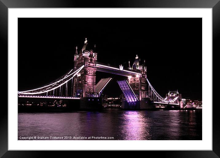 Tower Bridge at night Framed Mounted Print by Graham Custance