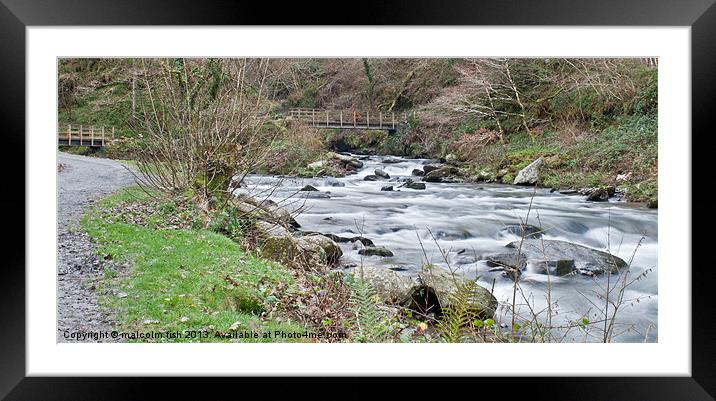 TWO BRIDGES AT WATERSMEET. Framed Mounted Print by malcolm fish