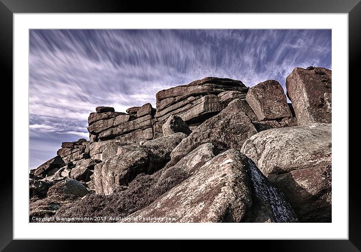 Stanage Edge View Framed Mounted Print by Angie Morton