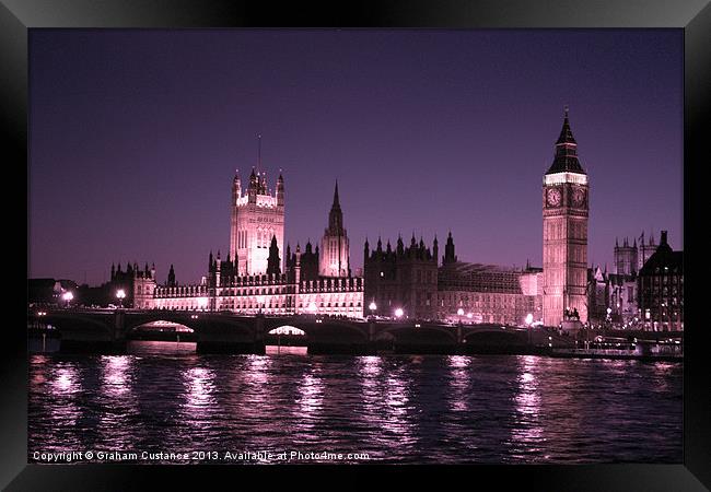 Westminster at Night Framed Print by Graham Custance