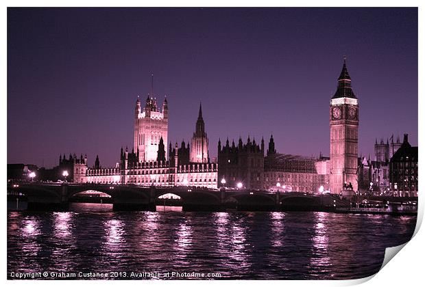 Westminster at Night Print by Graham Custance