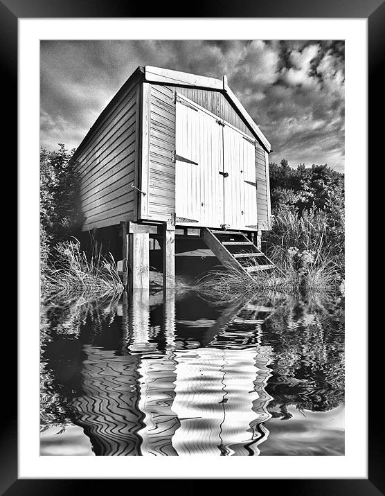 Beach Hut reflection Framed Mounted Print by Mike Sherman Photog