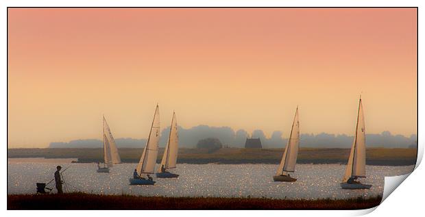 Sunset sailing Print by Mike Sherman Photog