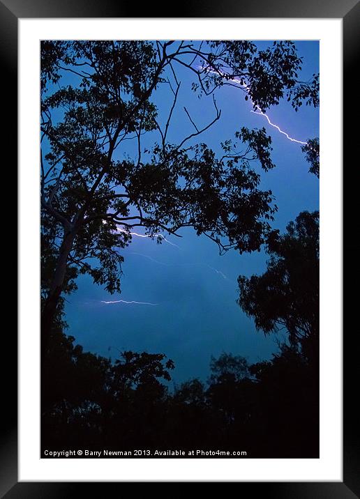Lightning Strikes Framed Mounted Print by Barry Newman