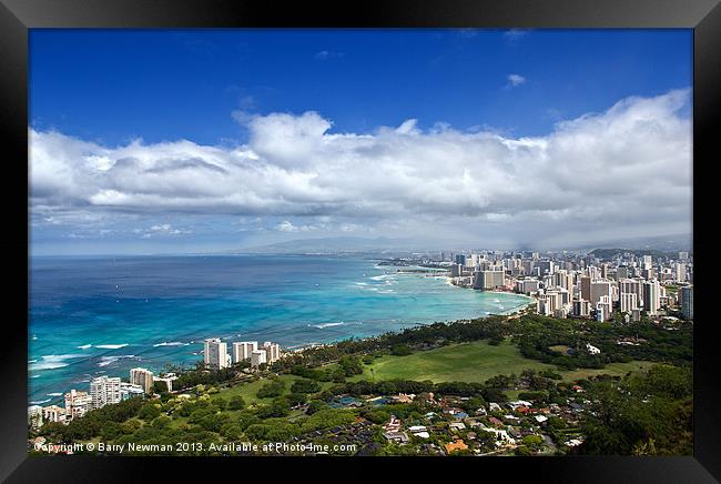 Diamond Heads Waikiki Framed Print by Barry Newman