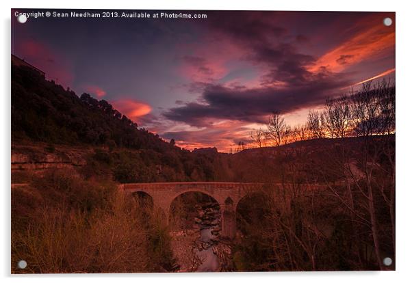 Bridge at Sunset Acrylic by Sean Needham