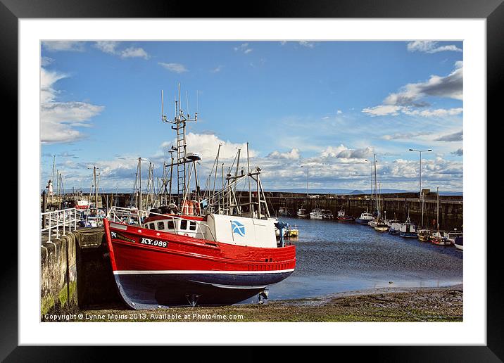 Big Red Boat Framed Mounted Print by Lynne Morris (Lswpp)