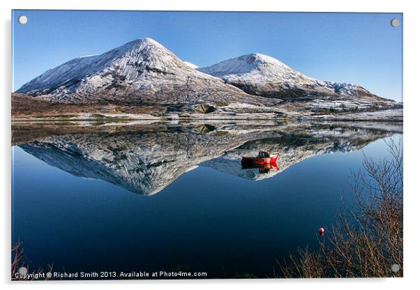 Loch Scavaig winter reflections Acrylic by Richard Smith
