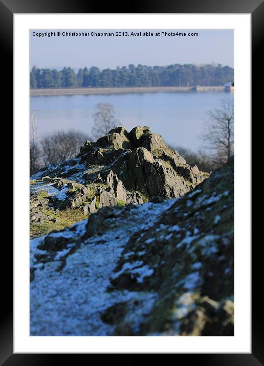 Rocks over Cropston Reservoir Framed Mounted Print by Christopher Chapman