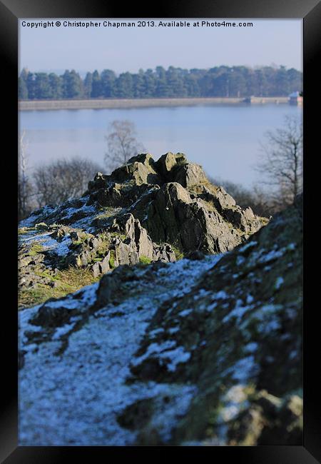 Rocks over Cropston Reservoir Framed Print by Christopher Chapman