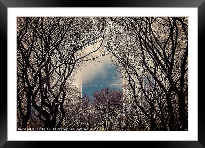Inclement Weather In Central Park Framed Mounted Print by Chris Lord
