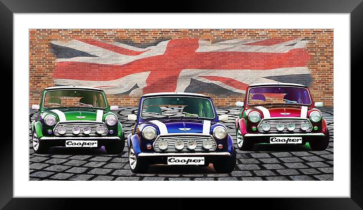 Mini Cooper Trio Framed Mounted Print by Anthony Michael 