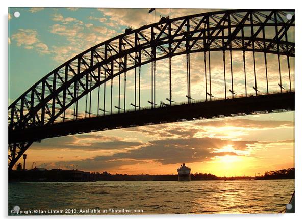 Sydney Harbour Bridge Sunset Acrylic by Ian Lintern