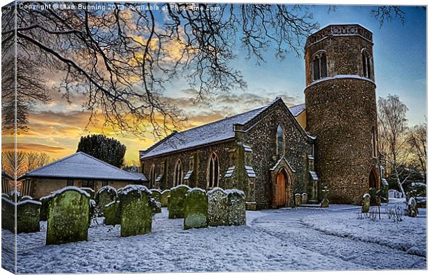 St Marys in the snow Canvas Print by Mark Bunning