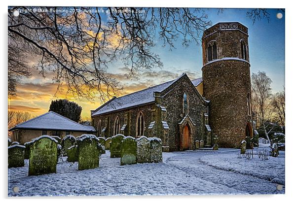 St Marys in the snow Acrylic by Mark Bunning