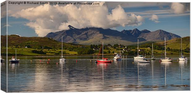 Yachts moored on Loch Portree Canvas Print by Richard Smith