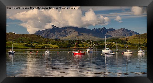 Yachts moored on Loch Portree Framed Print by Richard Smith