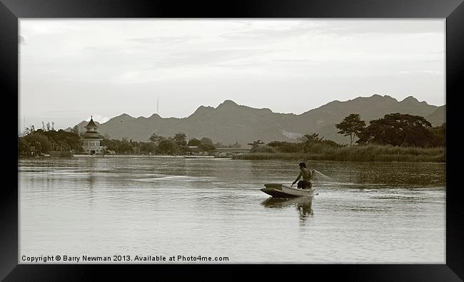 Fishing the Mekong Framed Print by Barry Newman