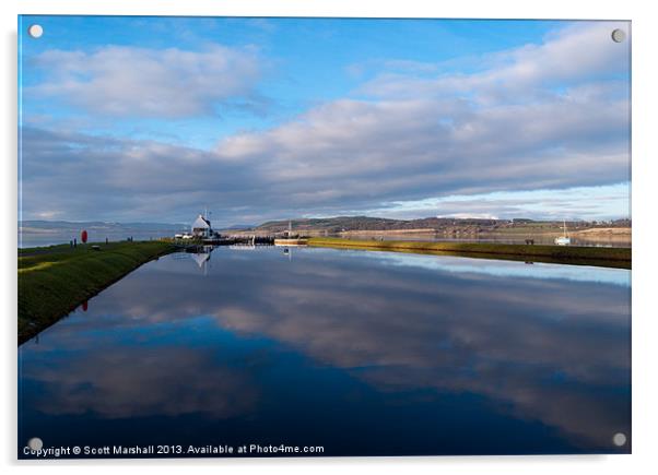 Clachnaharry Sea Lock Acrylic by Scott K Marshall