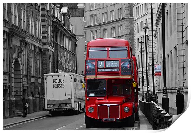 London Red Bus Print by Fine art by Rina