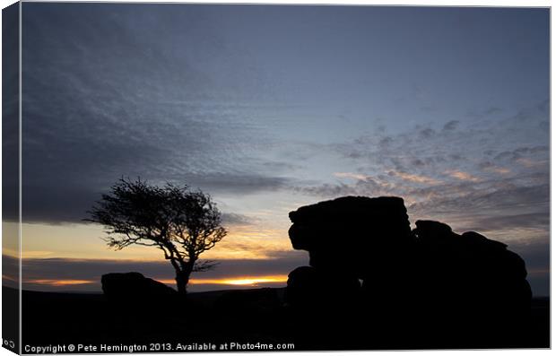 Sunset at Holwell Tor Canvas Print by Pete Hemington