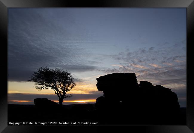 Sunset at Holwell Tor Framed Print by Pete Hemington