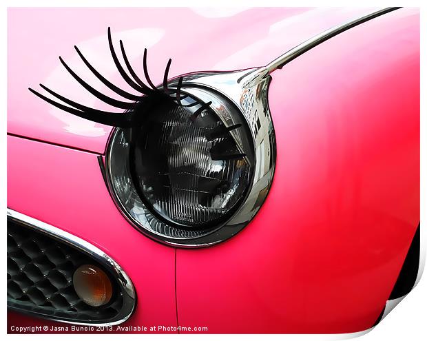 Cute pink car Print by Jasna Buncic
