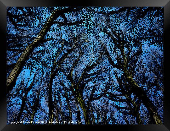 Arty twirly trees Framed Print by Paula Palmer canvas