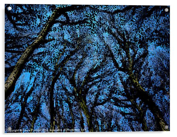 Arty twirly trees Acrylic by Paula Palmer canvas