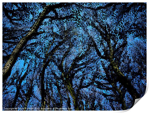 Arty twirly trees Print by Paula Palmer canvas