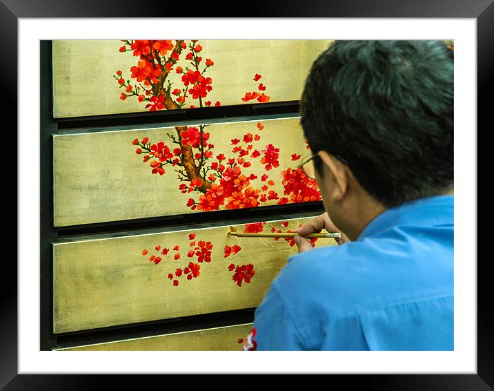 Vietnamese Lacquer Painter Framed Mounted Print by Mark Llewellyn