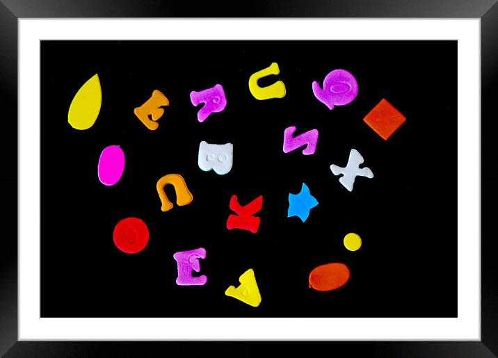 Letters on Black Framed Mounted Print by Mark Llewellyn
