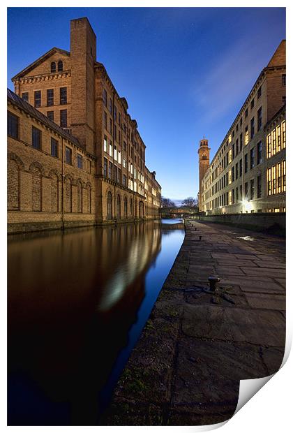 salts mill on leeds liverpool canal late winters e Print by simon sugden