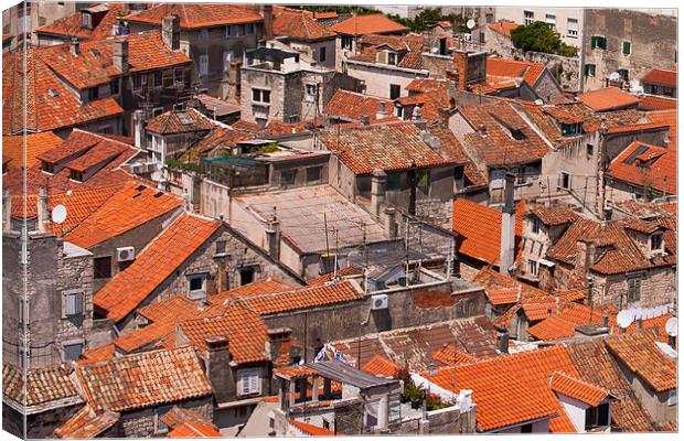 Rooftops in Spilt, Croatia Canvas Print by Adam Clarkson