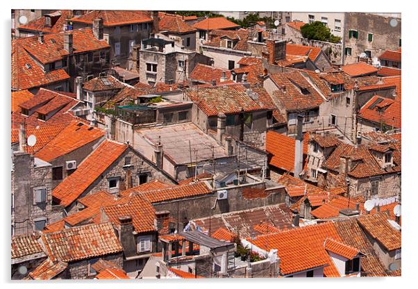 Rooftops in Spilt, Croatia Acrylic by Adam Clarkson