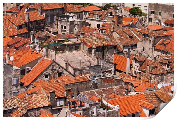 Rooftops in Spilt, Croatia Print by Adam Clarkson