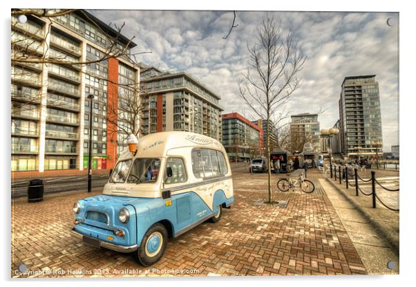 Ice Cream Van by the Docks Acrylic by Rob Hawkins