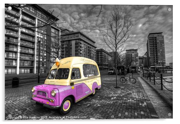 Ice Cream Van in Docklands Acrylic by Rob Hawkins