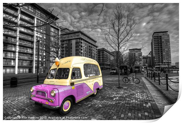 Ice Cream Van in Docklands Print by Rob Hawkins