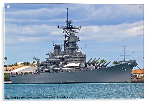 USS Missouri, Pearl Harbour Acrylic by Barry Newman