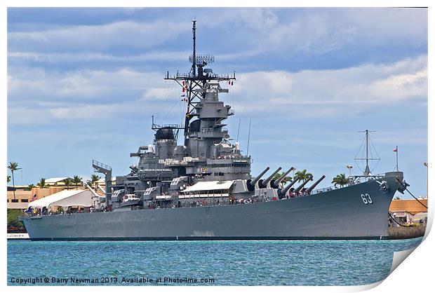USS Missouri, Pearl Harbour Print by Barry Newman