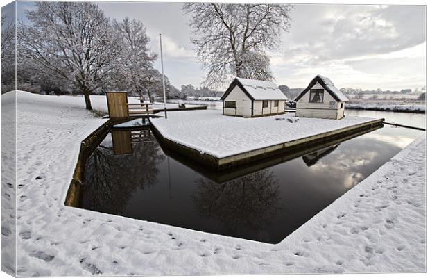 Coltishall Boat Houses in Winter Canvas Print by Paul Macro