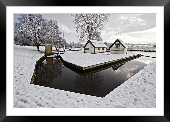 Coltishall Boat Houses in Winter Framed Mounted Print by Paul Macro