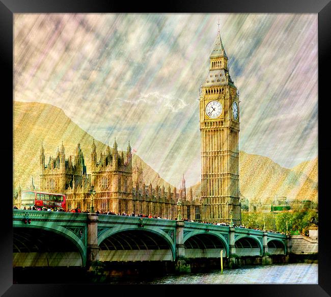 Abstract Big Ben Framed Print by Louise Godwin