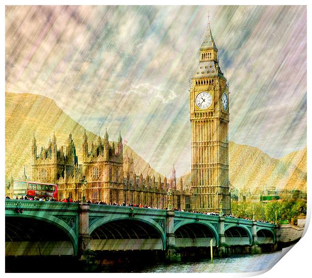 Abstract Big Ben Print by Louise Godwin
