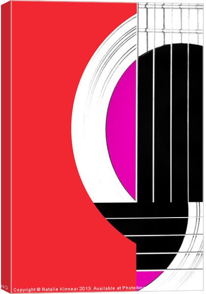 Geometric Guitar Abstract in Red and Pink Canvas Print by Natalie Kinnear