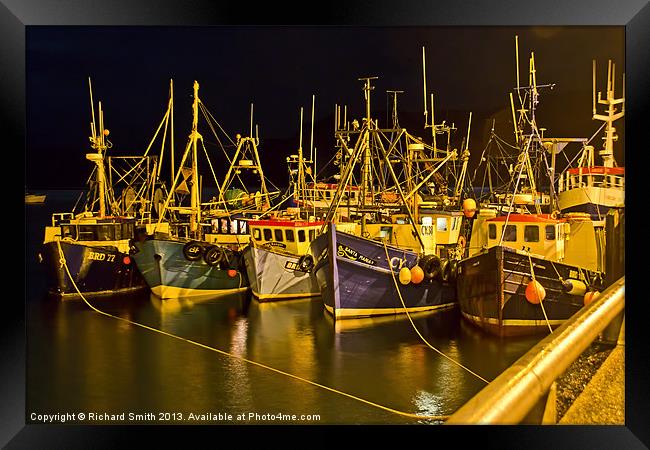 Fishing boats at night Framed Print by Richard Smith