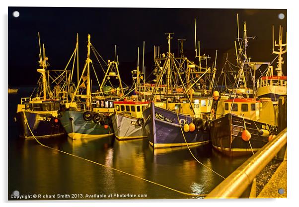 Fishing boats at night Acrylic by Richard Smith