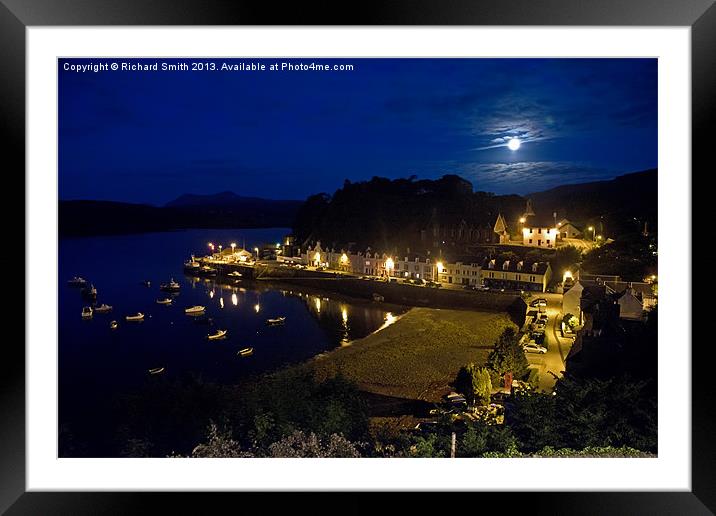 Portree harbour at night Framed Mounted Print by Richard Smith