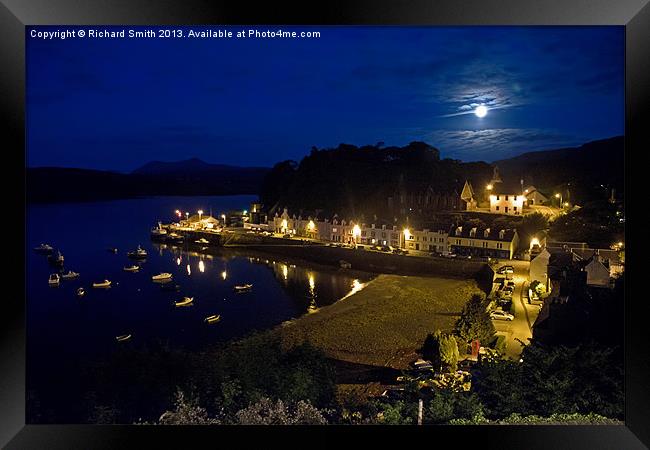 Portree harbour at night Framed Print by Richard Smith
